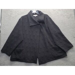 Christopher Calvin Jacket Womens 1X Black Textured Polka Dot Collared One Button